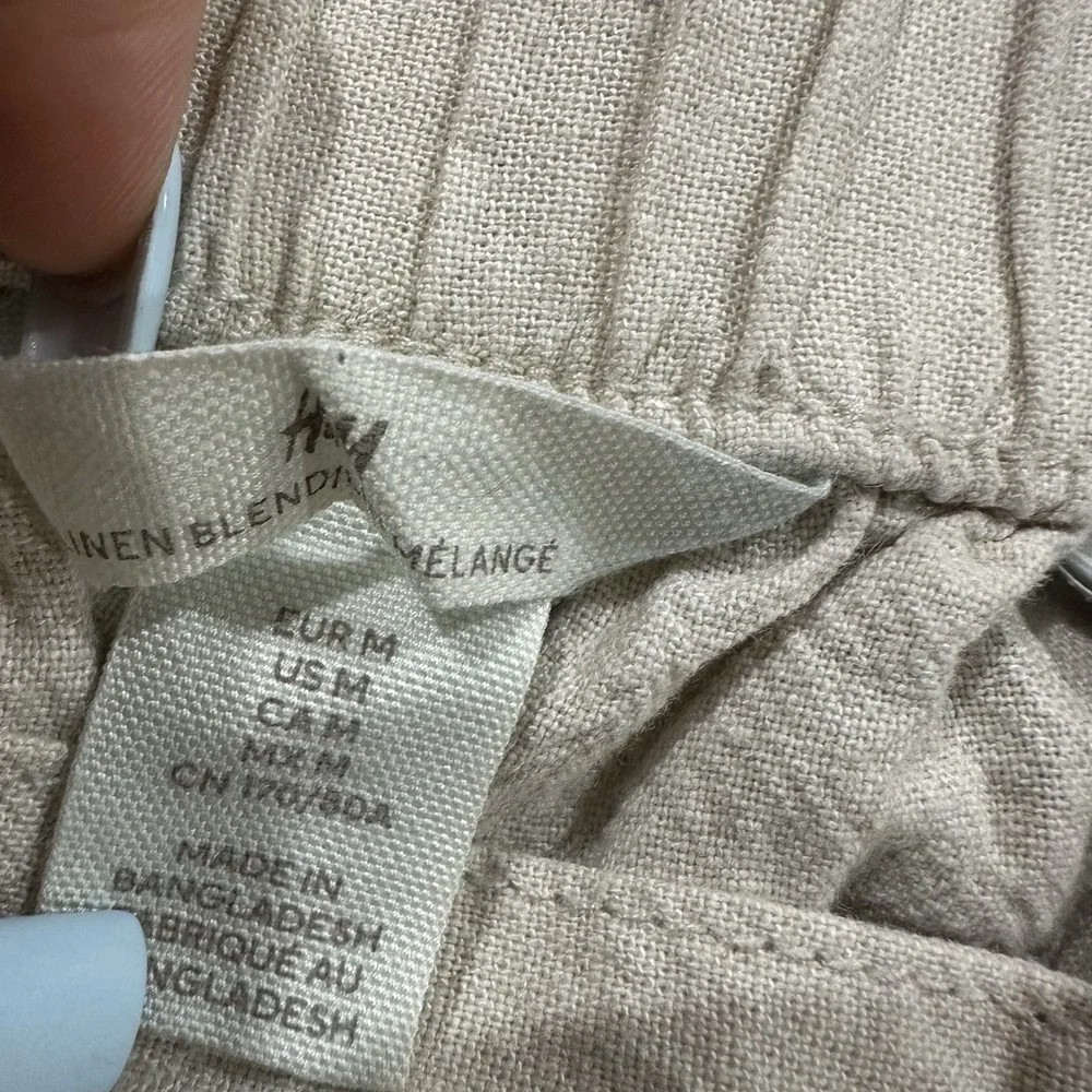 H&M Pants Lounge Women's Medium Comfy Beach Cream Linen Blend Boho Baggy